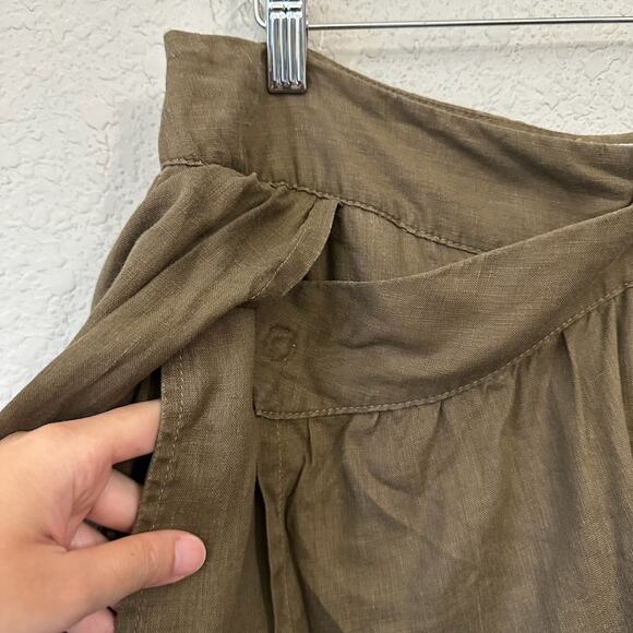 GIUSTO DAMA Skirted Pants Brown Wrap Straight Leg Linen Lightweight - Picture 4 of 15